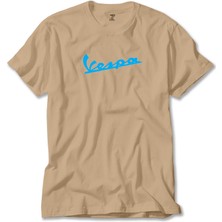 Vespa Text Blue Krem Tişört Liyada