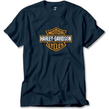 Harley Chopper Cycles Logo Lacivert Tişört Liyada