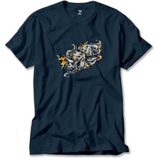 Two Gray Dices Cartoon Lacivert Tişört Liyada