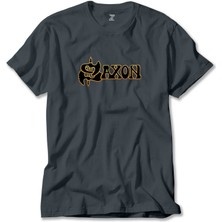 Saxon Gold Logo Füme Tişört Liyada