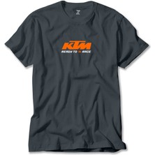 Ktm Ready To Race Text Füme Tişört Liyada