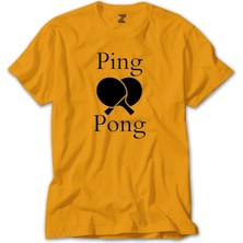 Ping Pong Racket Design Black Sarı Tişört Liyada