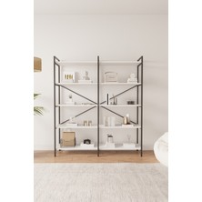 Mobitopya Nilamu Kitaplık / Metal Aksamlı / Antrasit Gri / Açık Raf / Organizer / Ofis / Ev / 5 Raflı Kitaplık