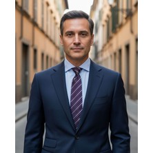 1001 Kravat Mor Çizgili 8 cm Genişliğinde Ipek Kravat