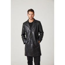 Deriderim Erkek Kaban %100 Hakiki Deri Düğme Kapamalı Çift Cepli Şık Tasarım