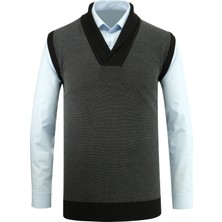 Çizgi Triko Erkek Şal Yaka Triko Süveter Noktalı Desen Klasik Kalıp - 5250H