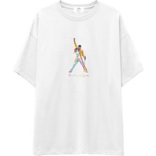 The Lucid Lab Freddie Mercury Oversize Tişört - Beyaz