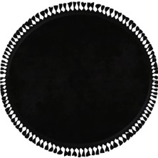 Meta Halı Yuvarlak Puffy Peluş Post , Ponpon Saçaklı Kaymaz Taban Halı 8 Renk