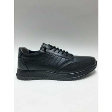 Hsa Hakiki Deri Bağcıksız Rahat Siyah Renk Kauçuk Taban Esnek Kışlık Erkek Ayakkabı C-23251465HSA