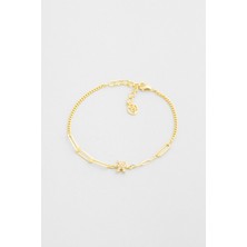 So CHIC Manolya 18 Ayar Sarı Altın Kaplama 19 Cm Gümüş Bileklik