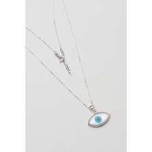 So CHIC Göz Tılsımı 18 Ayar Beyaz Altın Kaplama 44 Cm Gümüş Kolye