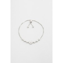 So CHIC Kardelen 18 Ayar Beyaz Altın Kaplama Ayarlanabilir Gümüş Bileklik