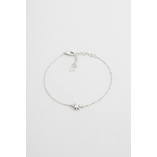 So CHIC Sonsuzluk Çiçeği 18 Ayar Beyaz Altın Kaplama 19 Cm Gümüş Bileklik