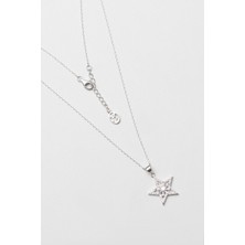 So CHIC Yıldız Çiçeği 18 Ayar Beyaz Altın Kaplama 45 Cm Gümüş Kolye