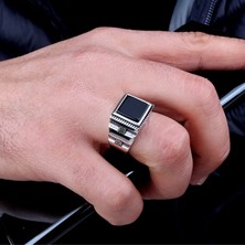 Takı925 925 Ayar Gümüş Onix Taşlı Model Erkek Yüzük