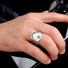 Takı925 925 Ayar Gümüş Ayyıldız Model Erkek Yüzük