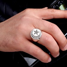 Takı925 925 Ayar Gümüş Ayyıldız Model Erkek Yüzük
