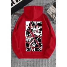 Amor Man Büyük Beden Özel Tasarım Kapüşonlu Skull Cracked Sırt Baskılı Süper Oversize Erkek Sweatshırt