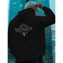 Punix Punıx Büyük Beden Vıkıng Valhalla Sırt Baskılı Kapüşonlu Kalın Kışlık3 Iplik Erkek Battal Sweatshırt