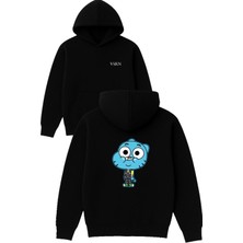 Vsrn Şirin Gmbll Tasarım Baskılı Oversize Siyah Kapüşonlu Sweatshirt