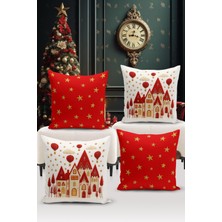 Bertille Home Yılbaşı Serisi Çift Tarafı Dijital Baskılı  4'lü Kırlent Kılıfı Seti (Christmas Noel Cushion Cover)
