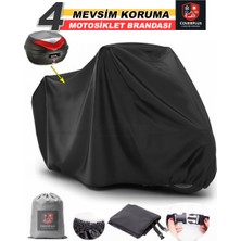 Encover Rmg Moto Gusto Crystal Branda (Arka Çanta Uyumlu) Motosiket Brandası  (Siyah Renk) Motor Örtüsü Çadır Su Geçirmez Motosiklet Kılıfı Motor Brandası
