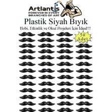 Artlantis Plastik Bıyık Siyah 50 Li 1 Paket Hobi Etkinlik Okul Projeleri Okul Öncesi Anasınıfı Amigurumi Yüz Yapım Bıyık