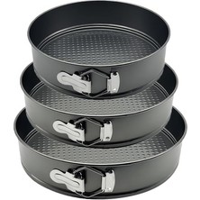 Misda Store Çelik 3 Parça 18-20-22 cm Yuvarlak Kelepçeli Kek Kalıbı Seti CIN999SY