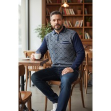 Kamalı Erkek Çelik Örgü Gömlek Yaka Cepli Fermuarlı Polo Yakalı Ağdesen Tüylenmeyen Triko Kışlık Baba Kazak