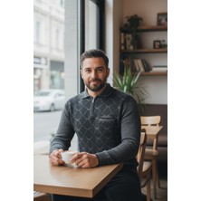 Kamalı Erkek Çelik Örgü Gömlek Yaka Cepli Fermuarlı Polo Yakalı Ağdesen Tüylenmeyen Triko Kışlık Baba Kazak