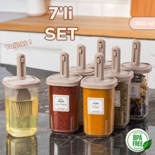 Porsima 4366 7li Kaydırmalı Kaşıklı Sızdırmaz Kapaklı Etiketli Baharatlık Seti - Saklama Kabı
