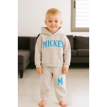 Cg Kids Mickey Süzüne Nakışlı Erkek Çocuk 3 Iplik Şardonlu Alt Üst Takım Süper Kalite