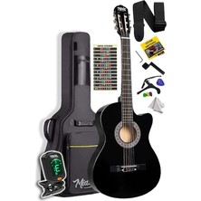 Misda Store CG-390BK-XBAG Siyah Klasik Gitar 4/4 Sap Ayarlı Kesik Kasa Full Set (Çanta Tuner Askı Capo Metod Pena)