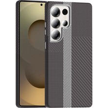 Zore Galaxy S25 Ultra Kılıf M-Safe Şarj Özellikli Karbon Fiber Görünümlü Nxxa Gros Kapak - Gri-Siyah