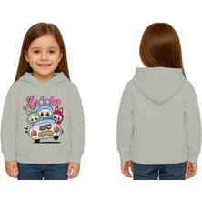 Sedirli Unisex Labubu Baskılı Çocuk Swaetshirt Kapüşonlu 3 Iplik Şardonlu