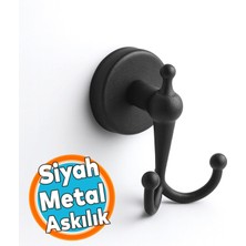 Nzb Ikili Askılık Vidalı Paslanmaz Metal Duvar Askısı Banyo ve Mutfak Için Mat Siyah