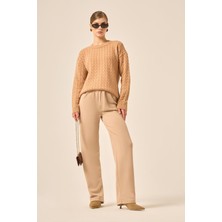 Ftz Women Kadın Saç Örgü Kazak  Bisküvi 20882