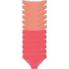 MELENERS 12 Adet Eko Set Likralı Kadın Slip Külot Pudra Fuşya