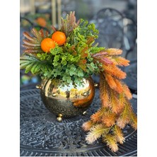 TASARIMHMODA Yapay Çiçek Tanzimli Gold Zımbalı Vazo