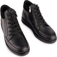 Emel Ayakkabı Hakiki Deri Sade Rahat Ortopedik Taban Bot  2200 Siyah