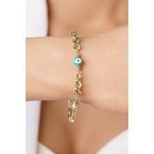 Fiyonk Kuyumculuk 14 Ayar Altın Nazarlık Detaylı Halkalar Bileklik