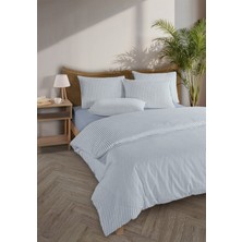 Monolisse Striped %100 Pamuk Ranforce Yezra Mavi Ipliği Boyalı Nevresim Takımı Tek Kişilik - 160X220 cm