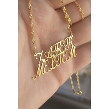 Özgür Takı 925 Ayar Gümüş 24 Ayar Altın Kaplama 2 Isimli Kolye