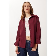 Happiness İstanbul Basic Dokuma Gömlek LUB0299 Bordo