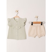 Kidaxi Şile Bezi Gömlek ve Şort Takımı – 3-24 Ay Yazlık Bebek Set