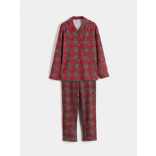 LC Waikiki Lcw Kids Kırmızı Ekose Desenli Kız Çocuk Pijama Takımı