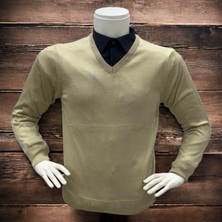 Eren Style Uzun Kollu Camel  V Yaka Kazak (Unisex)