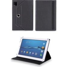 Velvoria Polypad Q8 Turbo - 8"  Tablet Uyumlu Standlı Üniversal Kapaklı Siyah Tablet Kılıfı
