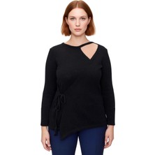 Ersefa Kadın Triko Bluz Bağlamalı Detaylı Bisiklet Yaka Ince Kumaş Regular Fit Uzun Kol Kaliteli Şık