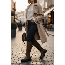 Divolya Blanca Kahverengi Çekme Yanı Fermuarlı Günlük Kadın Çizme